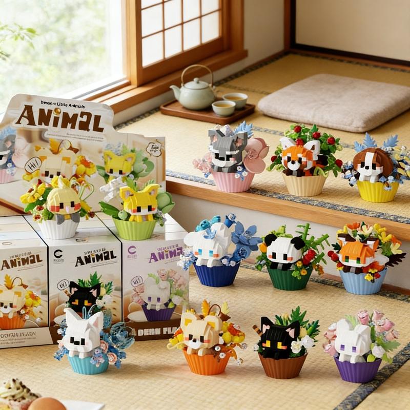 귀여운 동물 빌딩 블록 장난감 미니 화분 꽃다발 3D  - Kids Education Desk 리뷰 및 가격