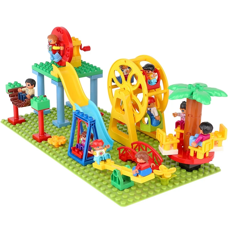 큰 빌딩 블록 호환 슬라이드 스윙 시소 공원 놀이터 시 - Kids Education Park 리뷰 및 가격